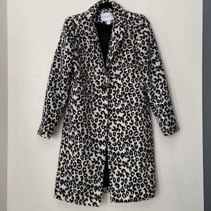 White Leopard Print Long Coat